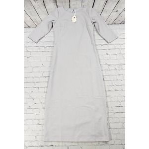 Dainty Jewell's Solid Gray 3/4 Sleeve Maxi Lined Dress WOMENS SIZE SMALL